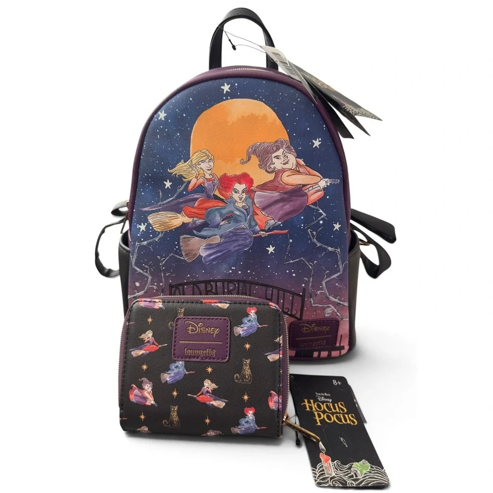 New Loungefly Disney Hocus Pocus Mini Backpack Wallet Set Sanderson Sisters